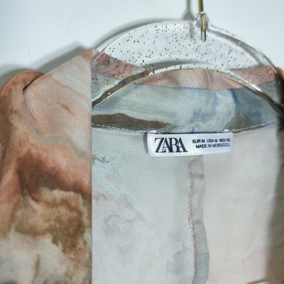 Zara Marble Print Blouse - Cream and Brown - Picture 11 of 13